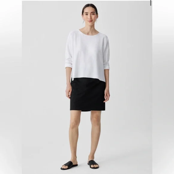 EILEEN FISHER Women's Stretch‎ Crepe Washable Skirt Grey Charcoal Medium Office