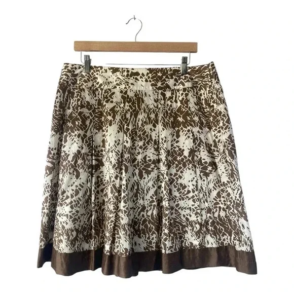 Josephine Women's Cotton Animal Print Fully Lined Pleated‎ A line Skirt Size 16