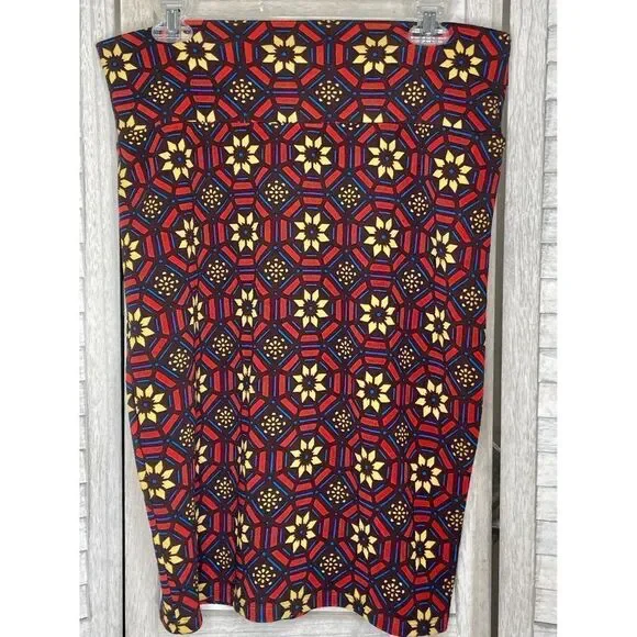 LulaRoe Geometric Sunflower Pencil Skirt Size Large