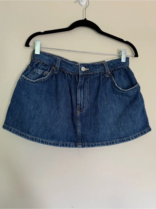 NEW We The Free Demi Denim Mini Skort Medium Wash Sz 26 Mid Rise A Line Fit