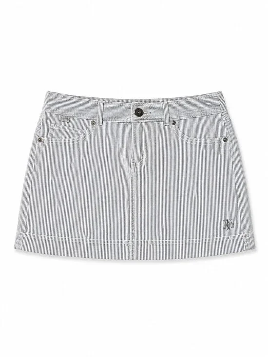 Only White and Dark Gray Pinstripe Mini Skirt, 100% Cotton