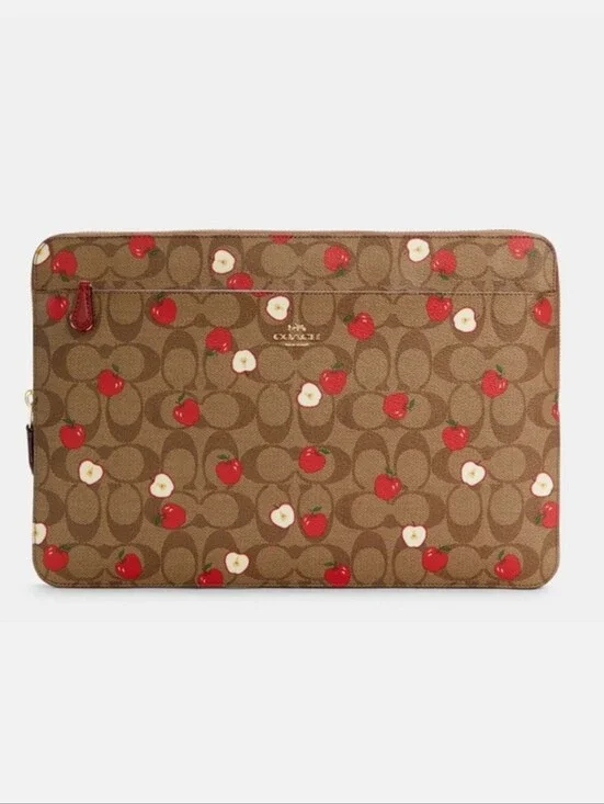 Coach Signature Canvas Apple Print Laptop Case