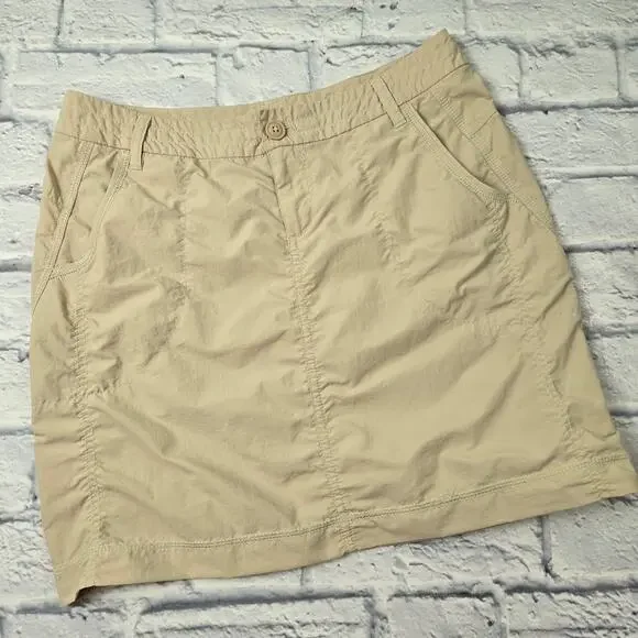 Eddie Bauer Travex Khaki Lightweight Nylon Outdoor Skirt Pockets Hiking size 4