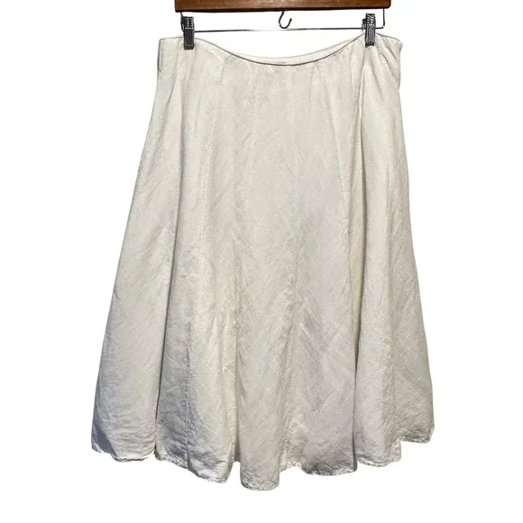 Appraisal Linen Blend Skirt Womens 14 White‎ A-Line Midi Coastal Chic Vacation