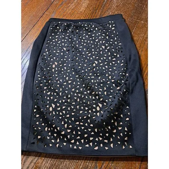 Medium Jealous Tomato Black Tan Cut Out Straight Pencil Skirt Elastic Waist