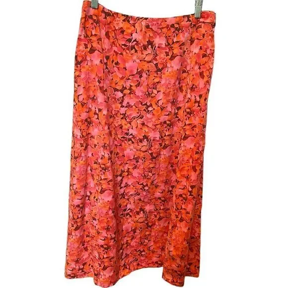 Talbots NWT skirt Maxi Size 8 Beautiful pink orange and brown floral side zip