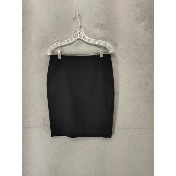 Zara Basic Skirt Women Large Black Pencil Office Career Back Zip Classic Slit‎