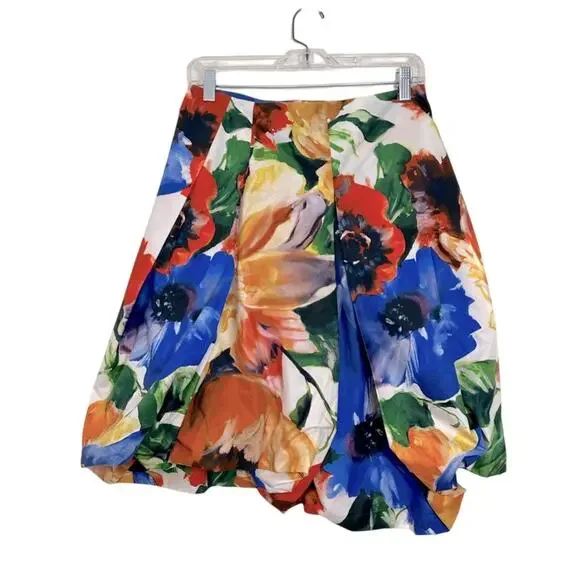 Pauw Amsterdam Skirt Bubble A line Pleated Cotton Floral Multicolor Size 1/Small