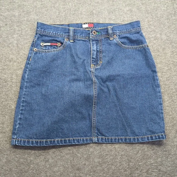 Tommy‎ Hilfiger Skirt Womens 5 Blue Y2K Denim Big Flag Short Casual