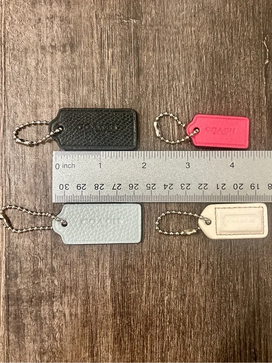 4 Coach Leather Hang Tags with Ball and Chains