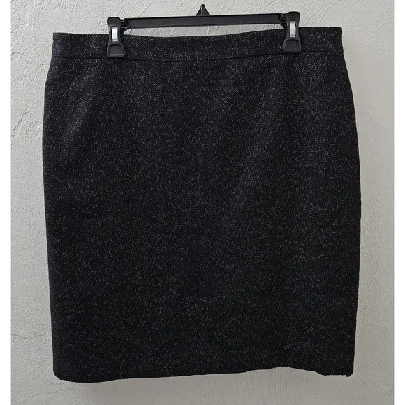 Ann Taylor Women's Black With White‎ Dots Pencil Skirt Size 16 Career Work Lined