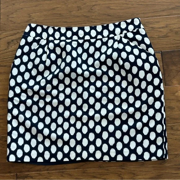 Loft Skirt Blue & Cream‎ Polka Dot Print Career Office Size 8
