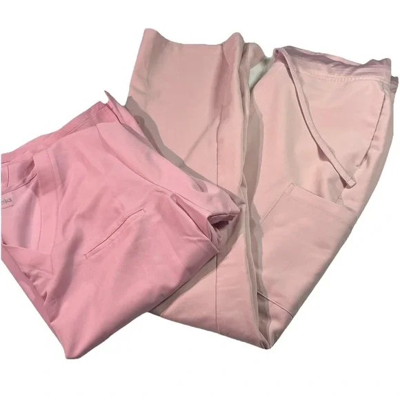 Mandala Women's Scrub Set Size M Bottoms Size‎ L Top Two Tone Pink Set
