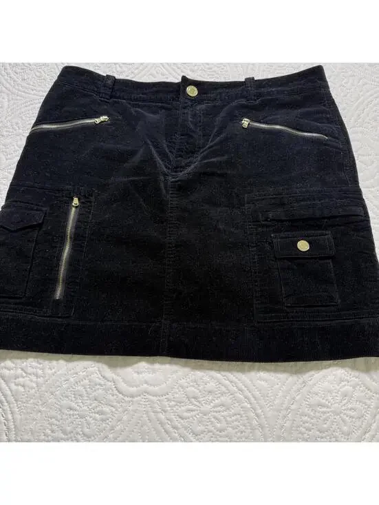 RALPH LAUREN GOLF SZ 10 Black Corduroy Skirt with Shorts underneath Quiet Luxury