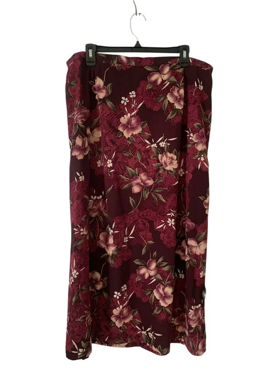 ⁠Vintage Kathie Lee Floral Maxi Skirt Plum Purple Plus Size 22W 90s Whimsygoth