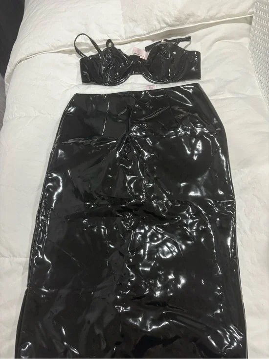 Victoria's Secret Black Patent Vinyl Pencil Skirt