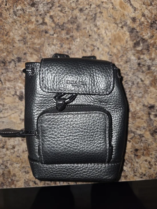 Coach Black Leather Mini Backpack/coin Pouch