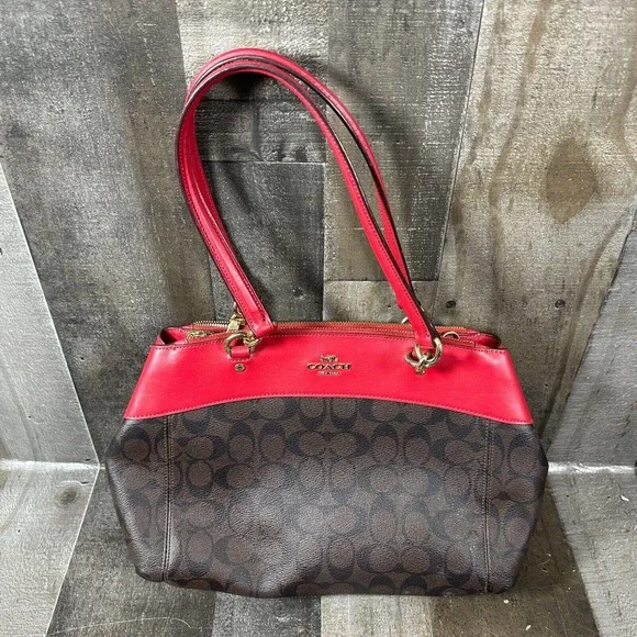 COACH BROOKE‎ CARRYALL IN SIGNATURE CANVAS (F26139) Brown True Red