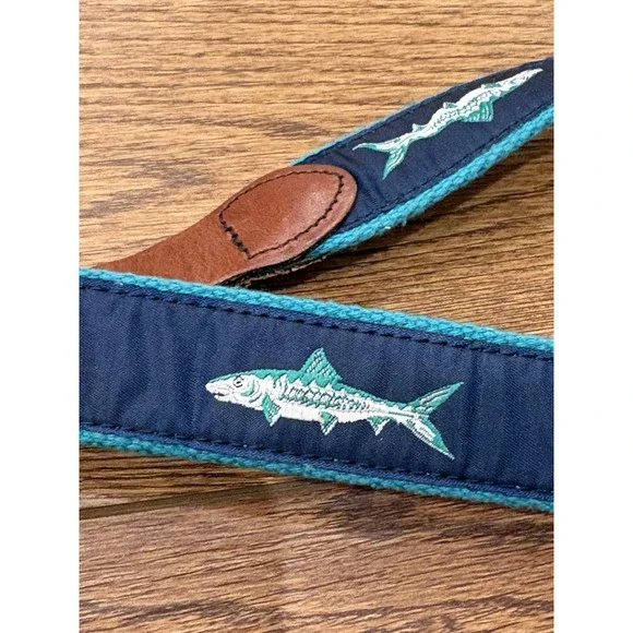 Leather Man Ltd. Blue Green Top Grain Leather Belt Sze 24 Fishing Fish Youth Boy