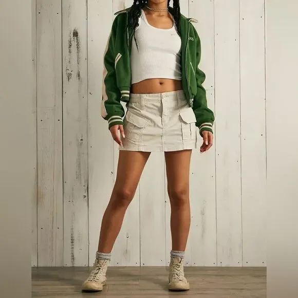 Urban Outfitters BDG Women's Y2K Beige Cargo Skirt Size XL