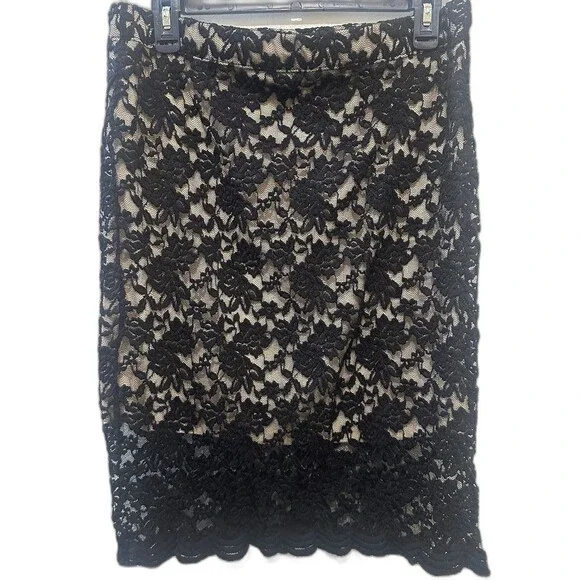 Rue21 Black Lace Overlay Skirt XL Holiday Party Dressy Sexy Knit Goth Bodycon