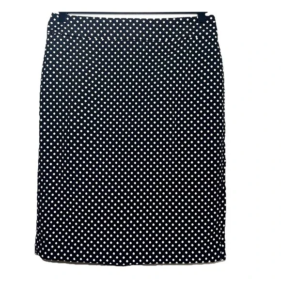 Ann Taylor Polka Dot Pencil Skirt Size 6 Black White Work Office Classic