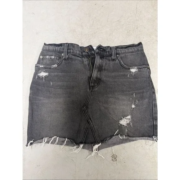 Distressed Black Denim Mini Skirt - PISTOLA - LIKE NEW - Jean Skirt - Size 27