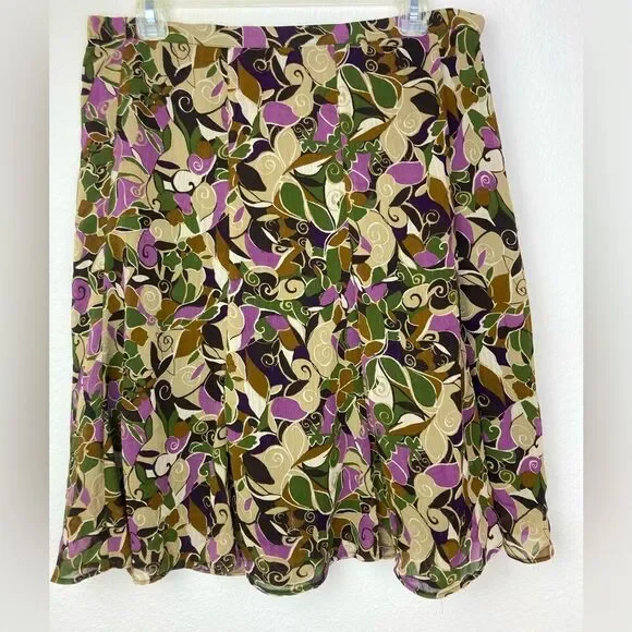 Pretty Floral chiffon skirt in mix of muted, neutrals and brights. Lined.