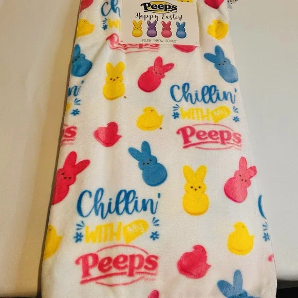 Peeps Chilling with my Peeps White  Plush Throw 50X60