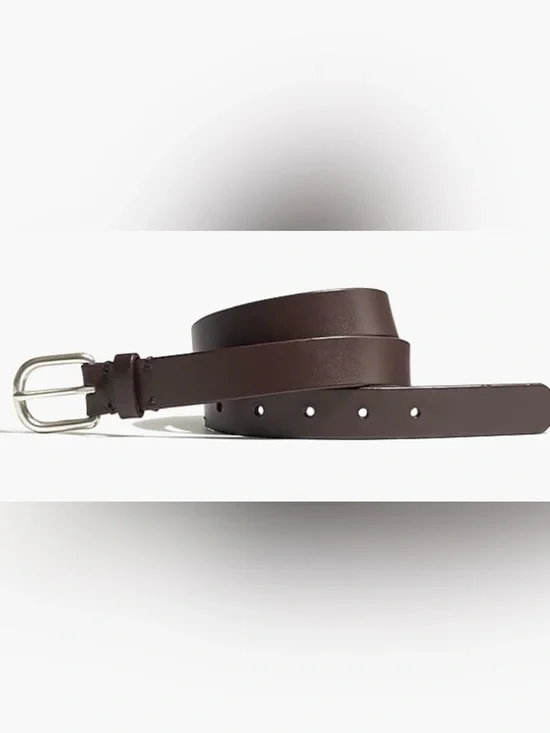 Crewcuts J. Crew Unisex Brown Belt Silver Buckle Genuine Buffalo Leather Size M