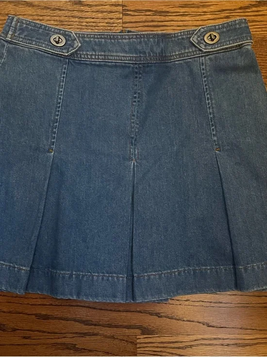 Coach Turnlock Denim Mini Skirt