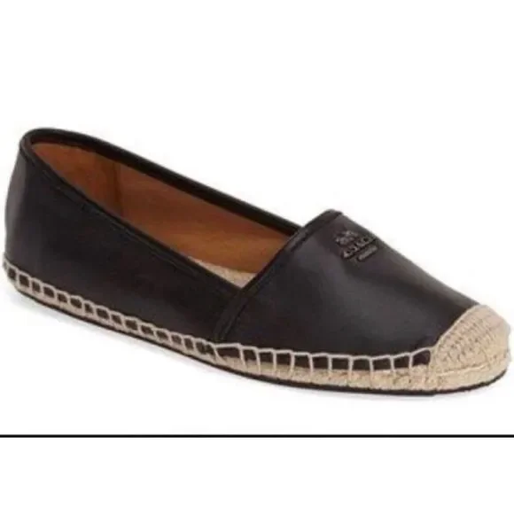 Coach rhodelle espadrille slip pull on sneakers /loafers shoes flats 8B black