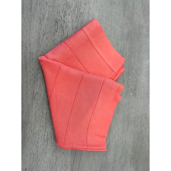 Bebe Coral Pink‎ Bandage Mini Skirt Bodycon High Waist Size Medium M Zip Back