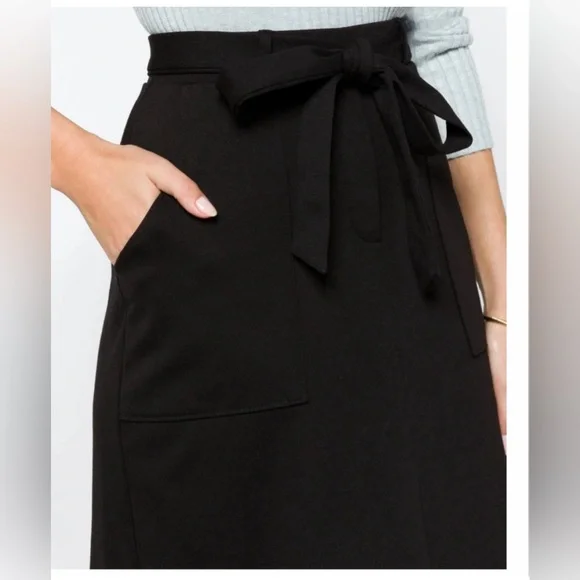 Gilli Belted Skirt with‎ Pockets - Black A-Line Tie Waist Mini Skater Casual