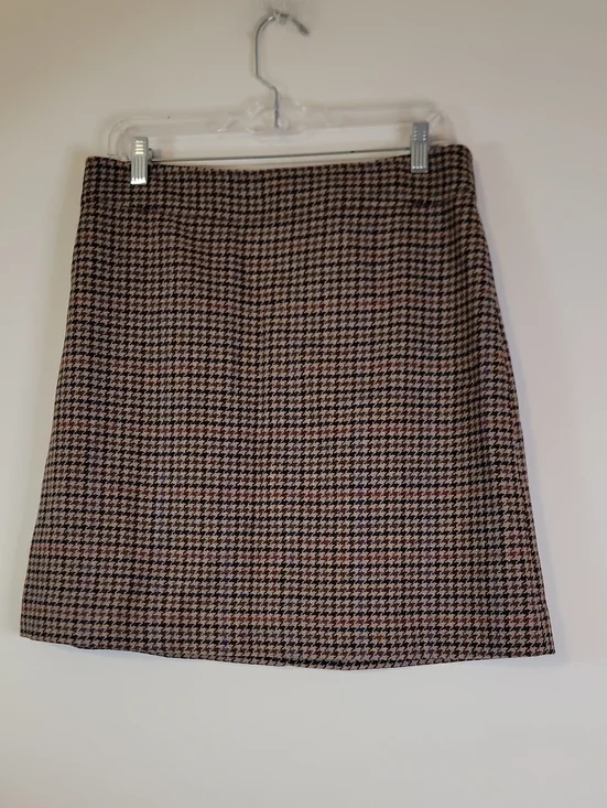 J. Crew Pink and Black Houndstooth Mini Skirt NWOT
