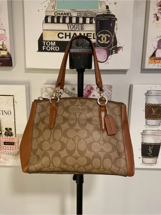 EUC Coach Small Christy Signature Canvas Tote - CLL1001