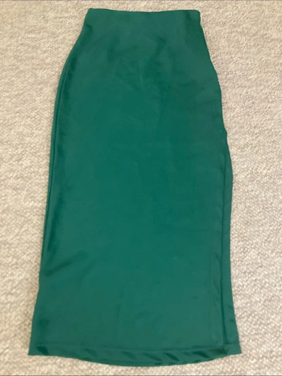 Urban Outfitters Green Satin Midi Pencil Skirt XS