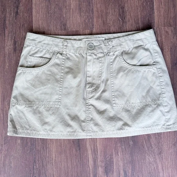 Vintage 2005 Tommy Hilfiger Khaki Cargo Mini Skirt Size 4 Beige Utility