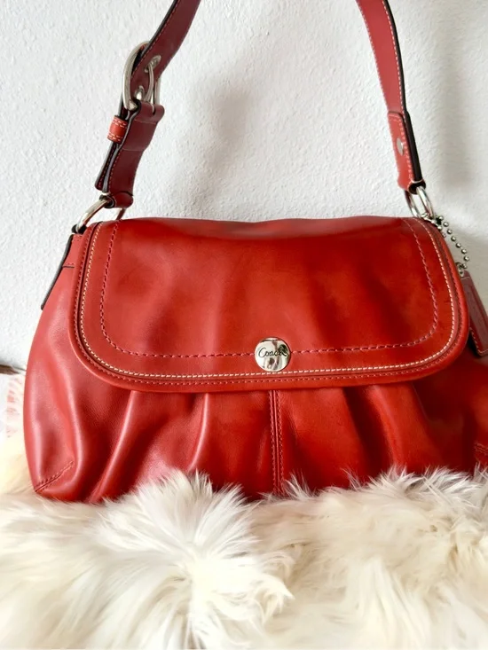 Coach Orange  Leather Shoulder Bag