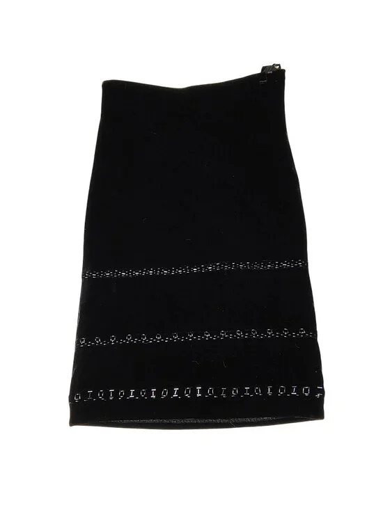 Max Studio Black Velvet Beaded Pencil Skirt Mob Wife Glam Coquette Women's XS Re