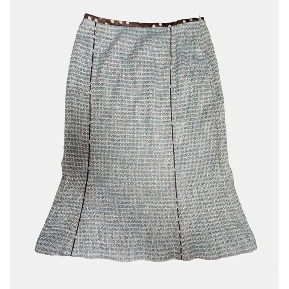 Escada Exclusive For Neiman Marcus Wool Blend Tweed Mermaid Skirt Midi Womens 34