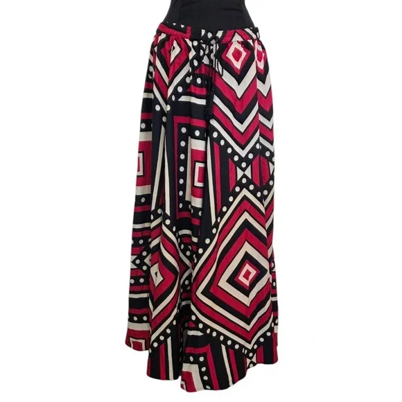 Truly 4 You Maxi Skirt‎ Boho Festival Maximalist Geometric Elastic Waist Size L