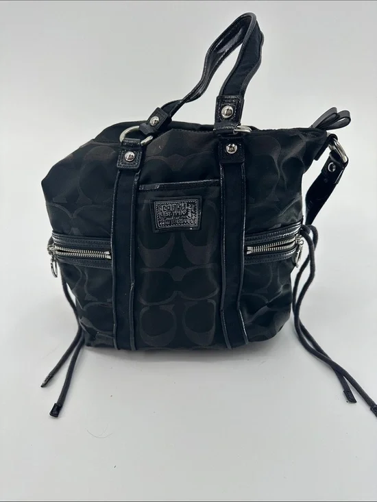 Coach Black Signature Nylon Shoulder Bag