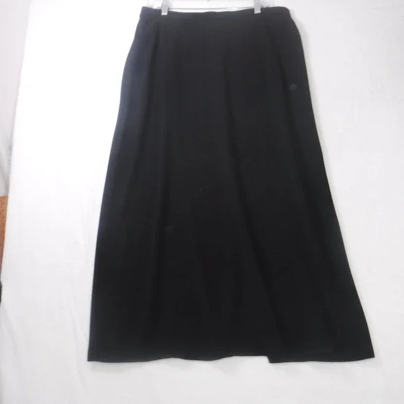 Koret‎ Women's Black Maxi Skirt Size 16 A-Line Elastic Waist Polyester