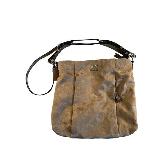 Coach‎ Madison 21121 Shoulder Bag Op Art Sateen Isabelle Fabric Purse Beige