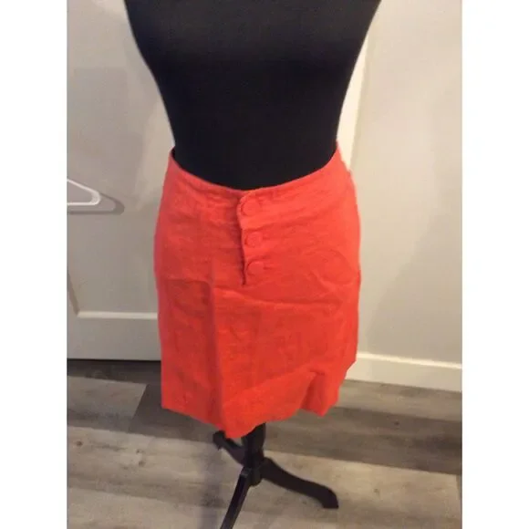 New NWT Linen Skirt Max Studio Size 12 Dark Orange