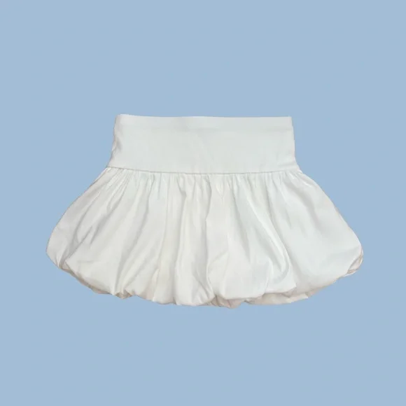 zara balloon bubble mini skirt white