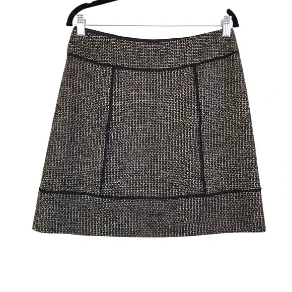 Halogen Womens Tweed Mini Skirt Size 6 Black‎ Tan Wool Blend Textured A-Line