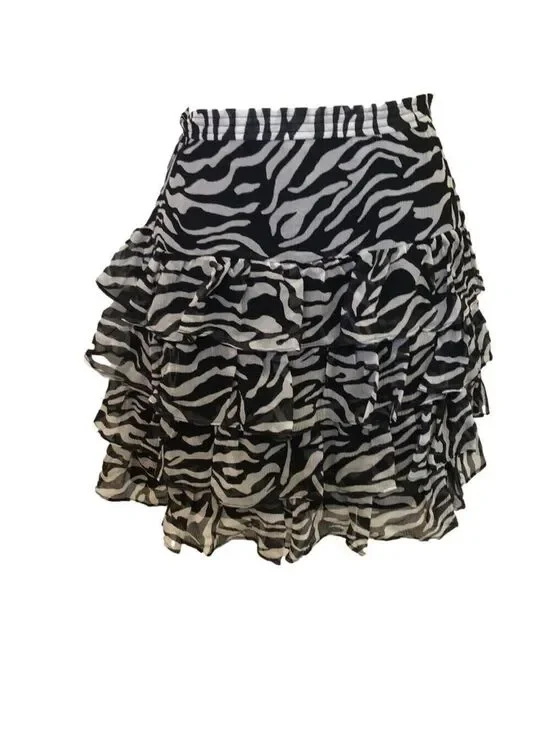 INC International Concepts Size 4 zebra print tiered skirt 100% silk