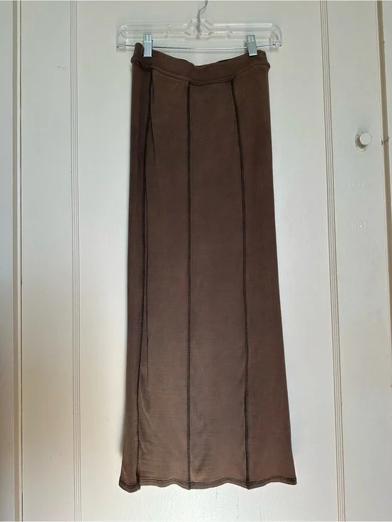 Acne Etty Ribbed Viscose Maxi Skirt with Panel Seams